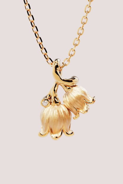 18k Gold Vermeil Lily of the Valley May Birth Flower Necklace