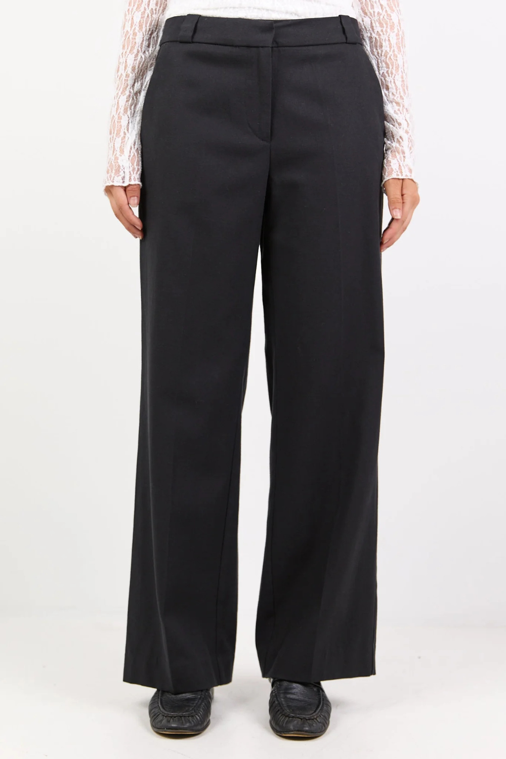 Jaunty Black Slant Pocket Wide Leg Pants