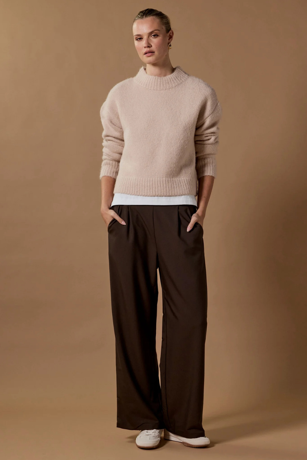 Instinctive Dark Chocolate Wide Leg Elastic Back Pants