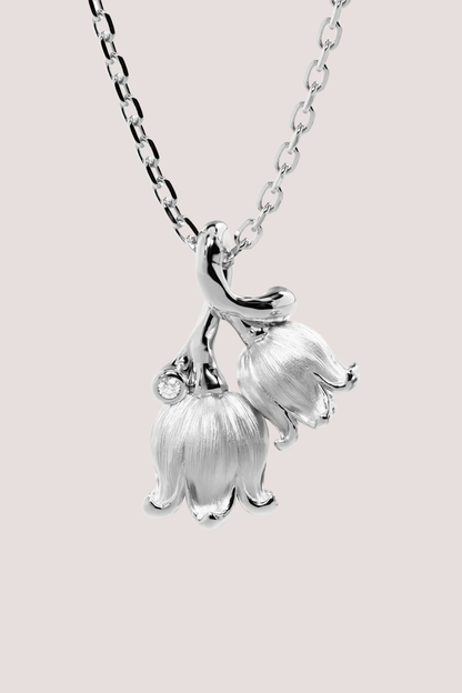 Sterling Silver Lily of the Valley May Birth Flower Necklace