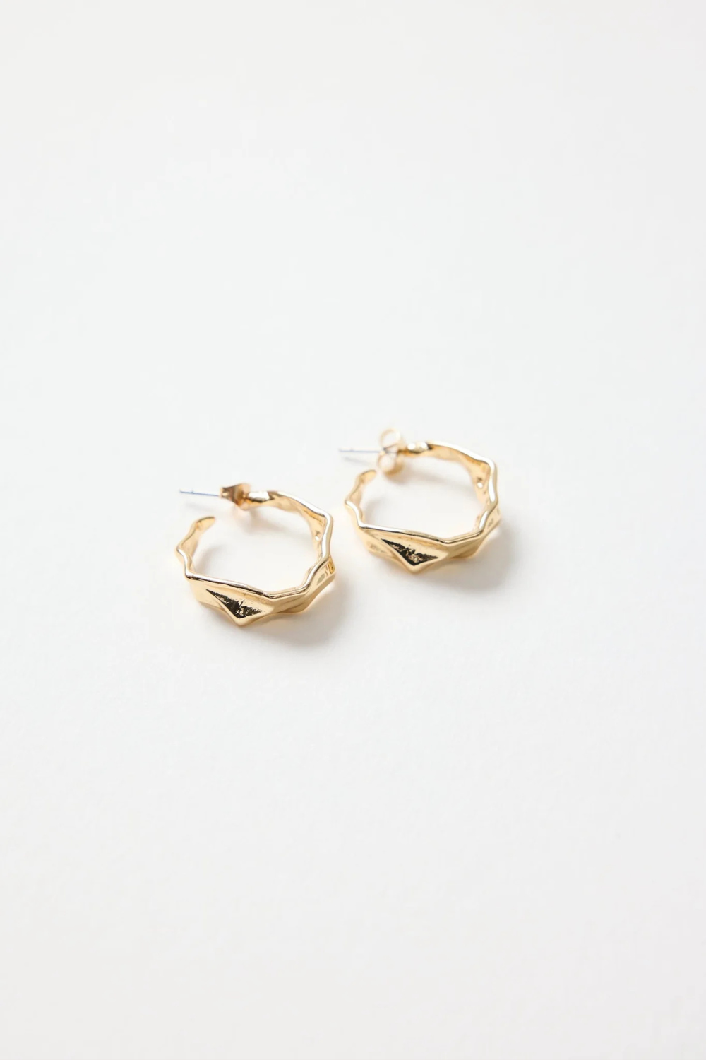 Beaten Gold Hoop Earring