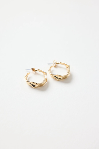 Beaten Gold Hoop Earring