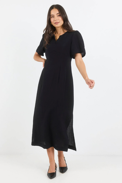 Commend Black Texture Shaped SS Maxi Dress