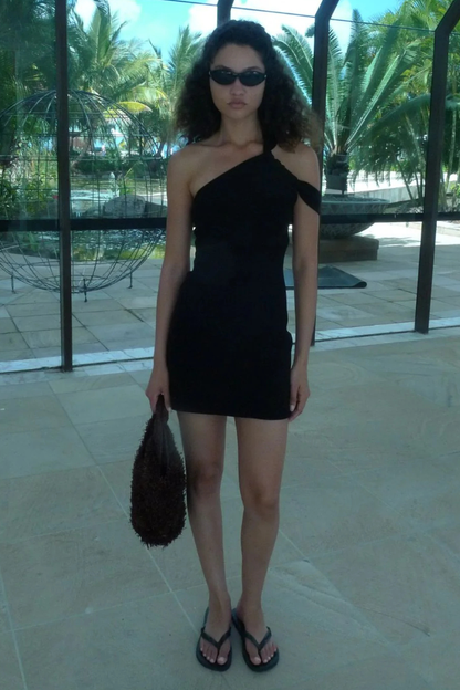 Sylvie Asym Mini Dress | Black