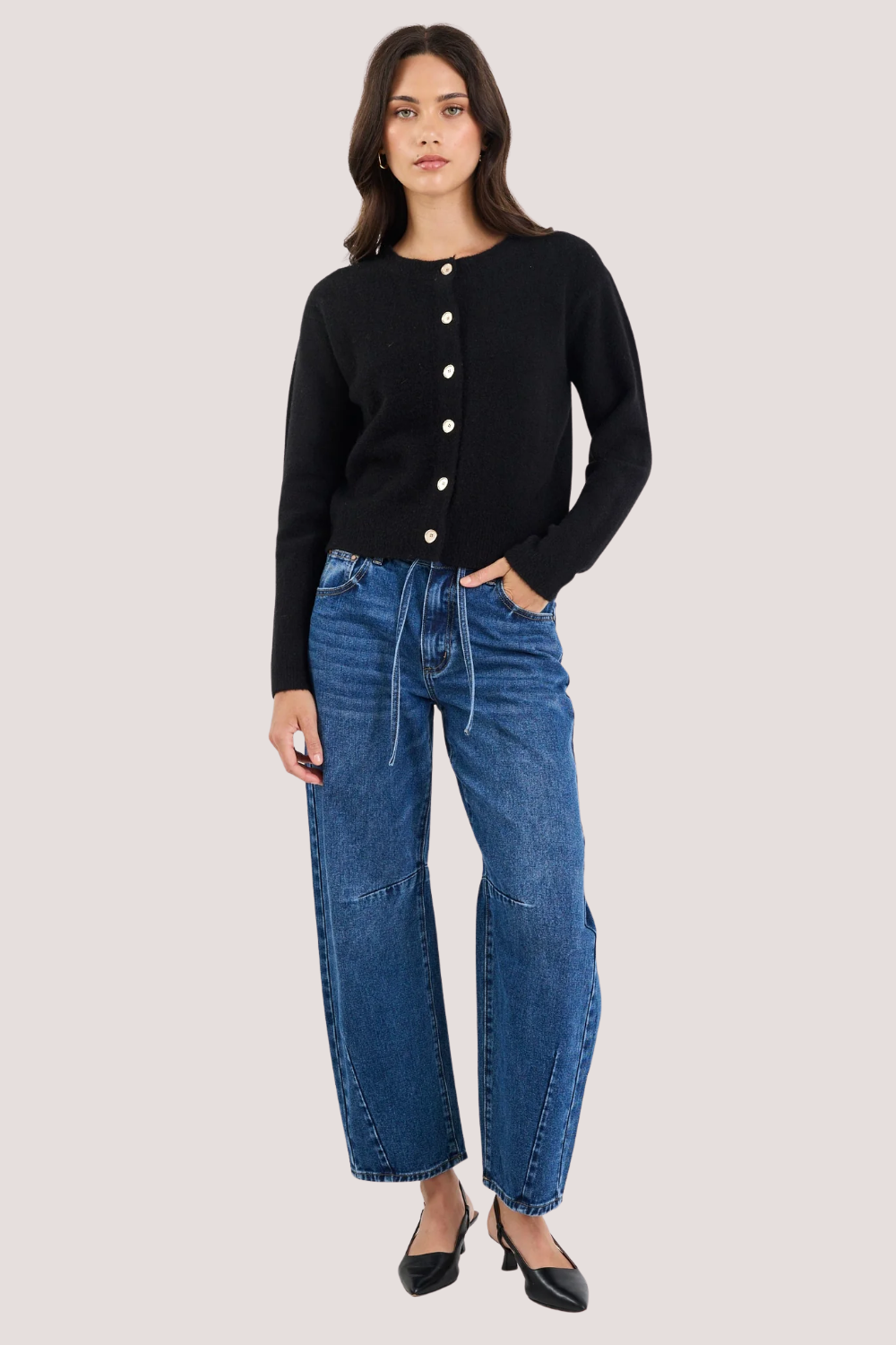 Imprint Black Soft Knit Crewneck Cardigan
