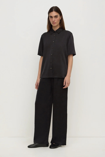 Pippa Silk Short Sleeve Shirt | Black