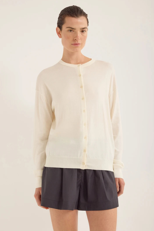 Drive Fine Cotton Cardigan | Ante White