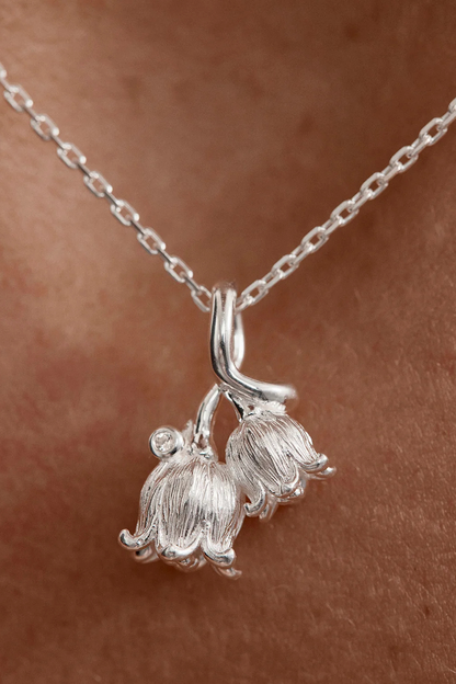 Sterling Silver Lily of the Valley May Birth Flower Necklace