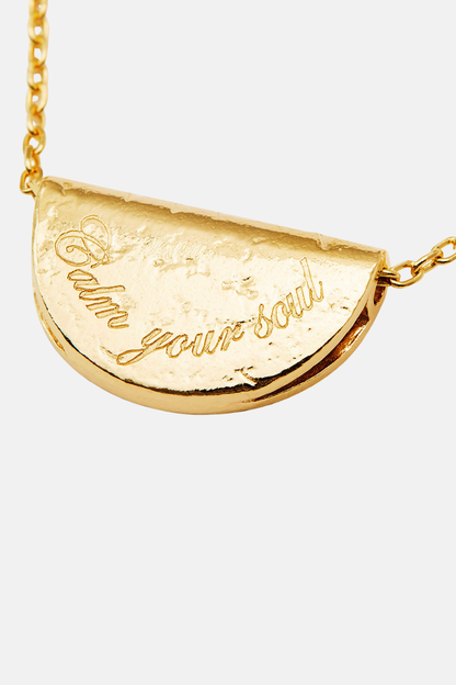 18k Gold Vermeil Lotus Birthstone Necklace - March - Aquamarine