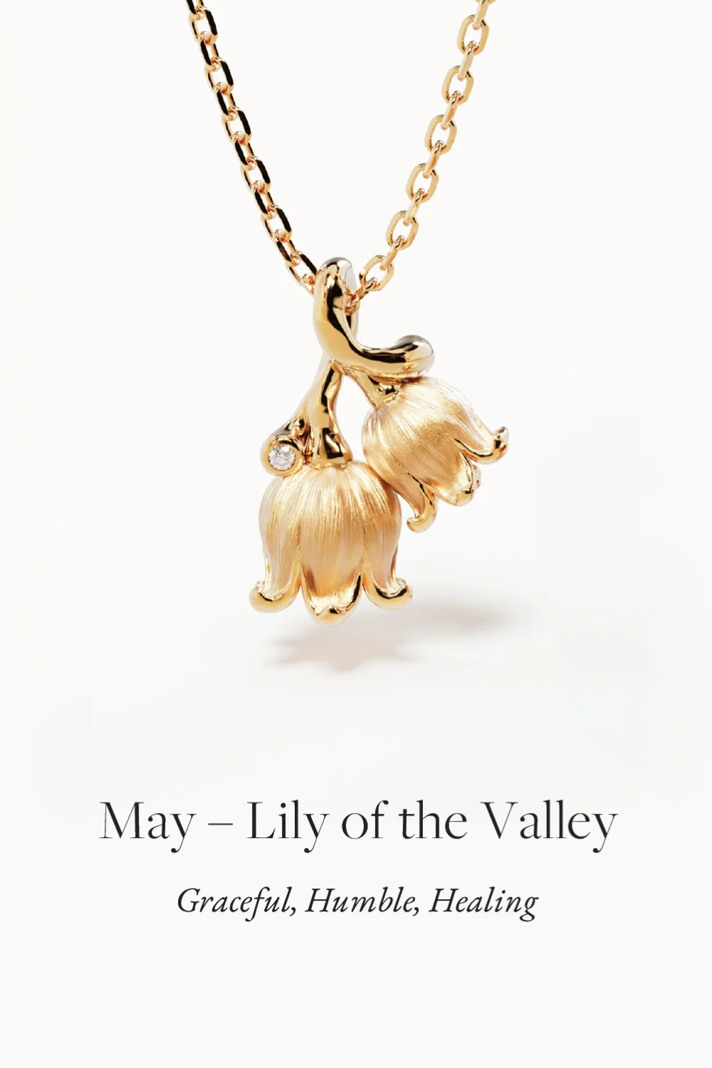 18k Gold Vermeil Lily of the Valley May Birth Flower Necklace