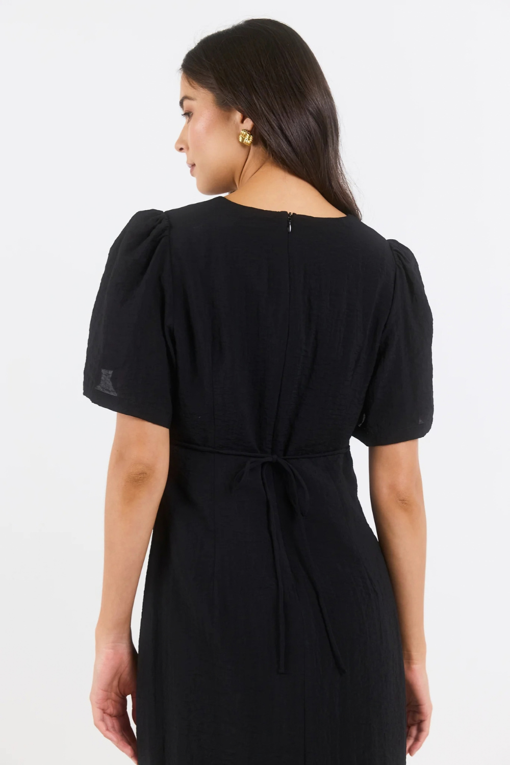 Commend Black Texture Shaped SS Maxi Dress