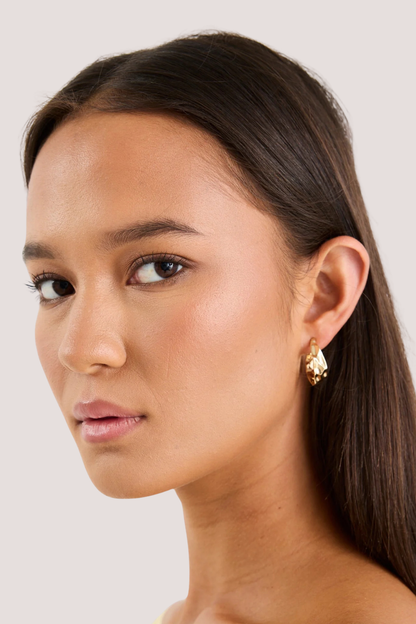 Beaten Gold Hoop Earring