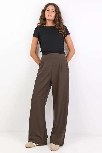 Instinctive Dark Chocolate Wide Leg Elastic Back Pants