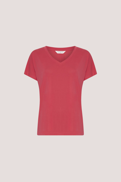 MSCH Fenya Modal V Neck Tee | Rose Red