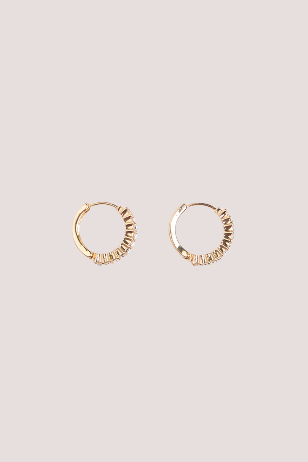 Clear Rectangle Diamante Gold Hoop Earrings
