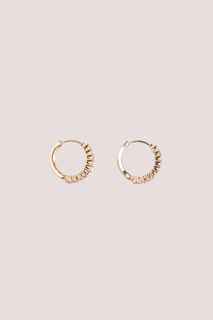 Clear Rectangle Diamante Gold Hoop Earrings