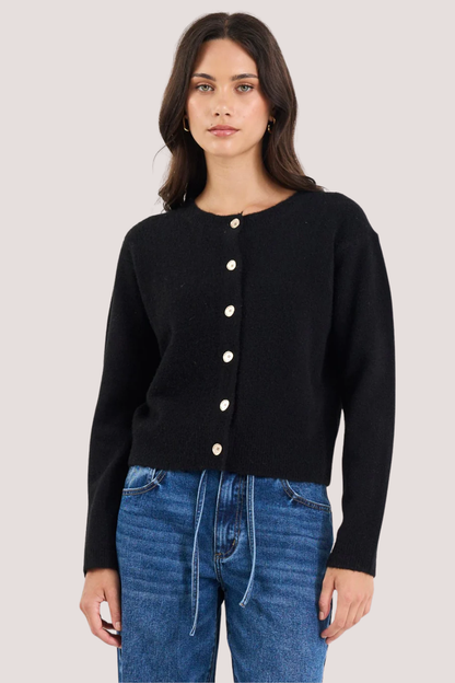 Imprint Black Soft Knit Crewneck Cardigan