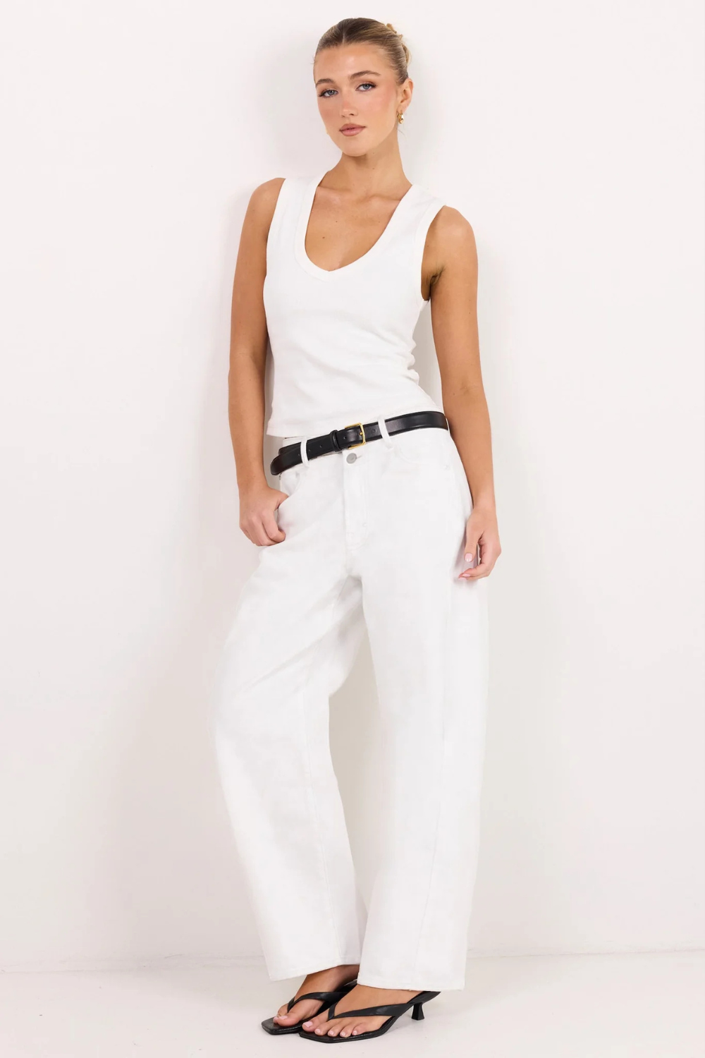 Varsity Ivory Forward Seam Barrel Jeans