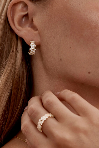 18k Gold Plated Crystal Dust Hoops