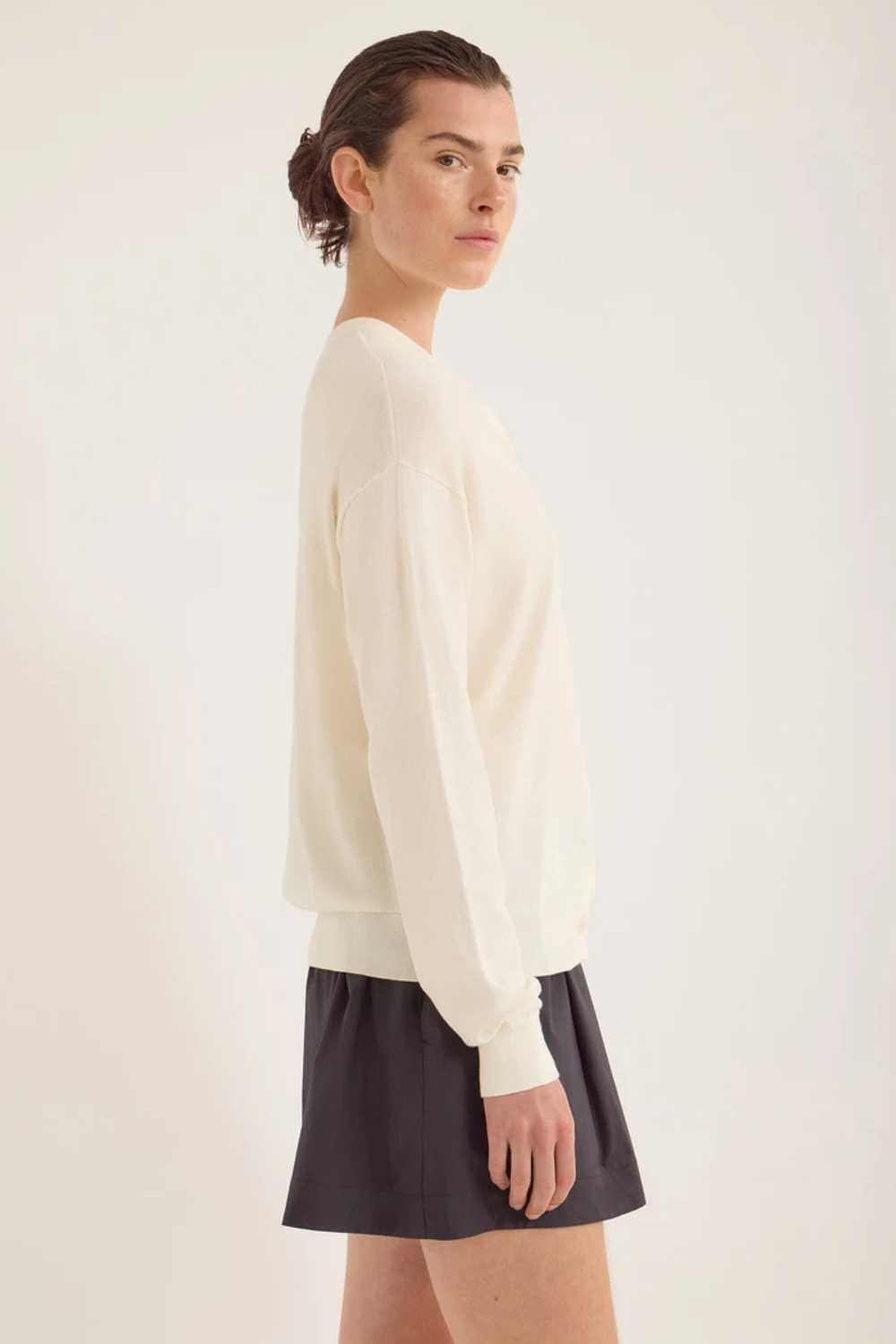 Drive Fine Cotton Cardigan | Ante White