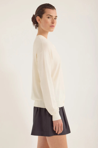 Drive Fine Cotton Cardigan | Ante White