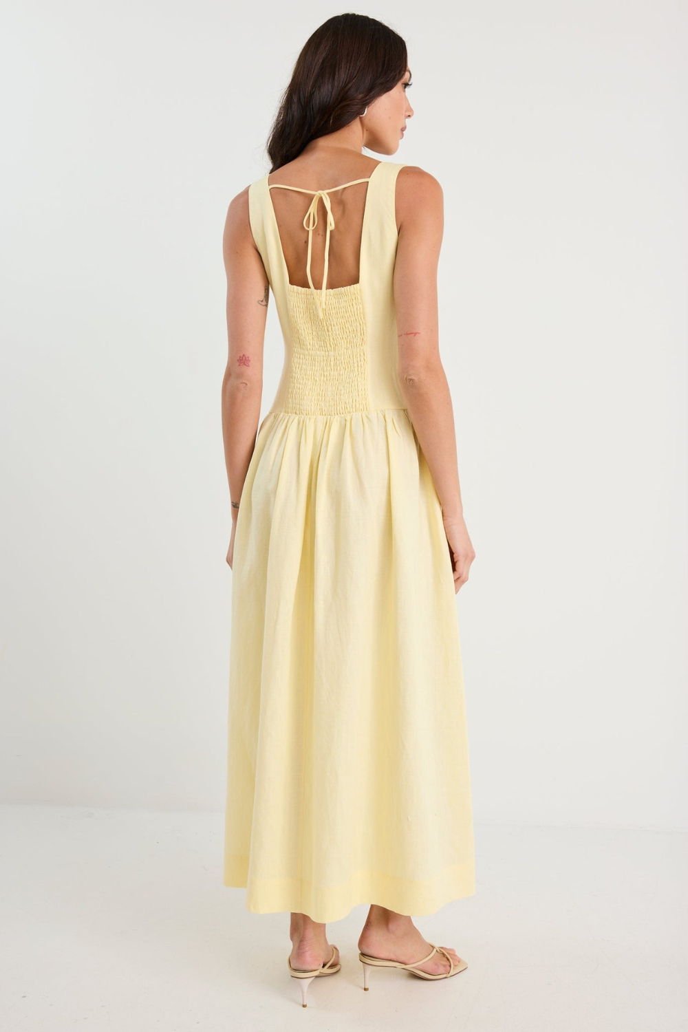 Gilded Butter Sleeveless Square Neck Maxi Dress