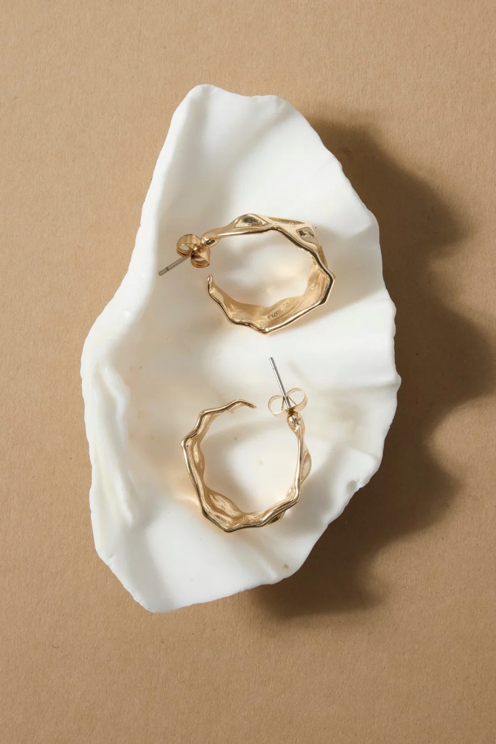 Beaten Gold Hoop Earring