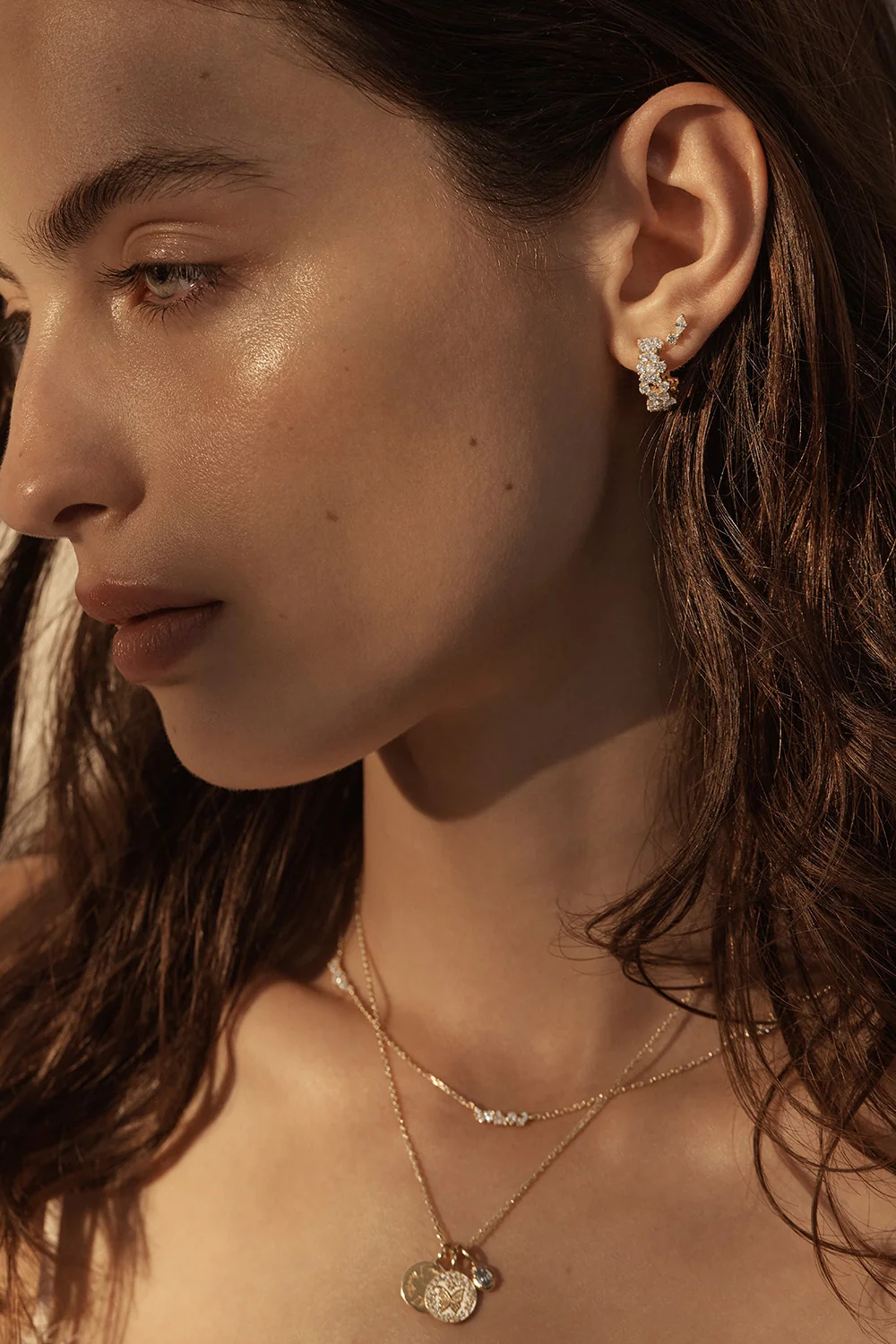 18k Gold Plated Crystal Dust Hoops