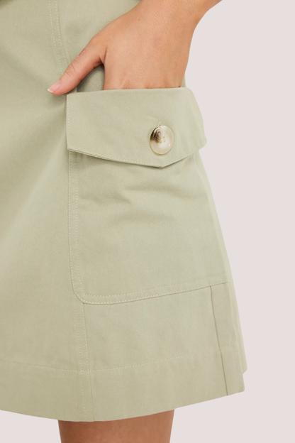 Savanna Sage Canvas Pocket Mini Skirt