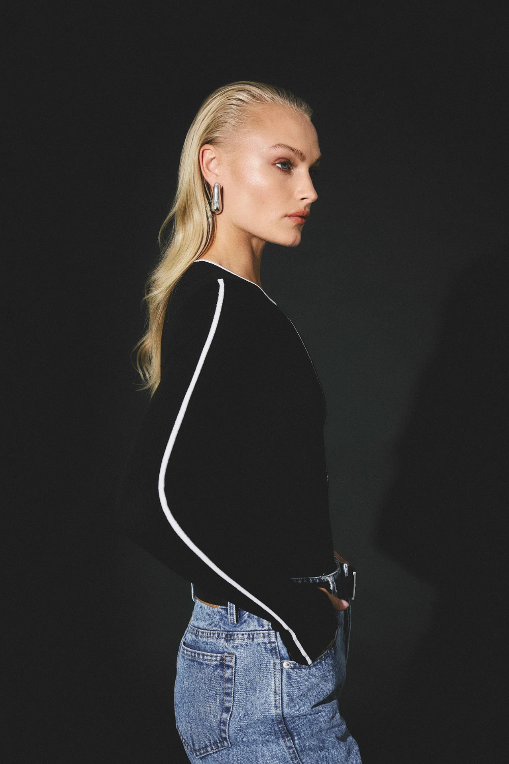 Nara Knit Top | Black/White