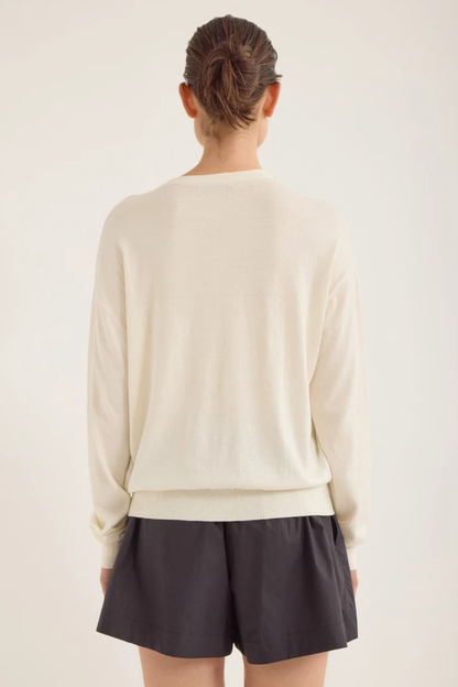 Drive Fine Cotton Cardigan | Ante White
