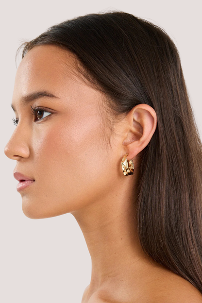 Beaten Gold Hoop Earring