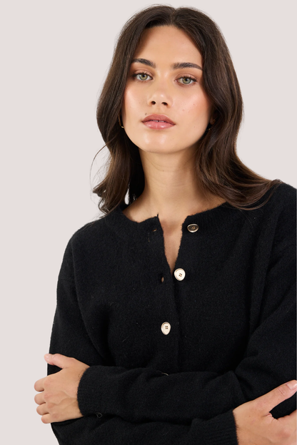 Imprint Black Soft Knit Crewneck Cardigan