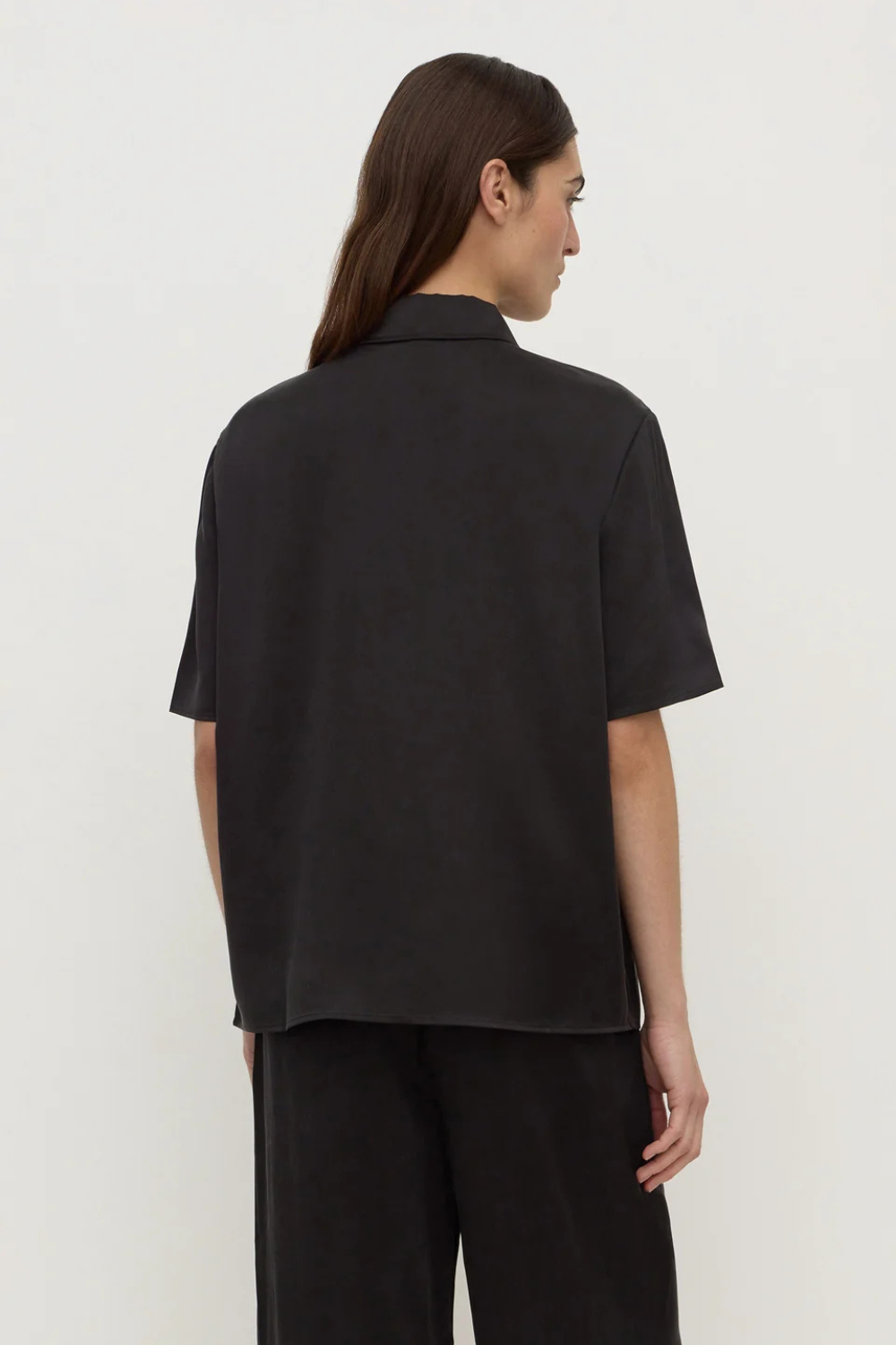 Pippa Silk Short Sleeve Shirt | Black