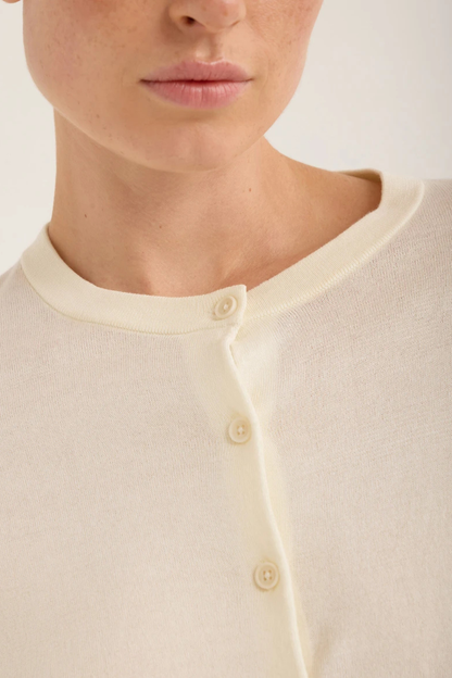 Drive Fine Cotton Cardigan | Ante White