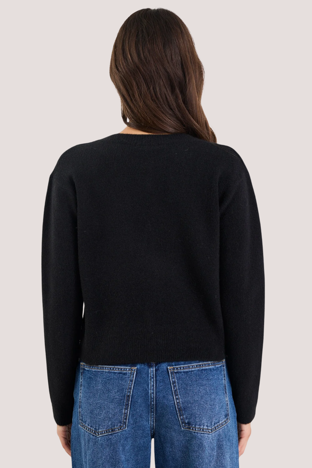 Imprint Black Soft Knit Crewneck Cardigan