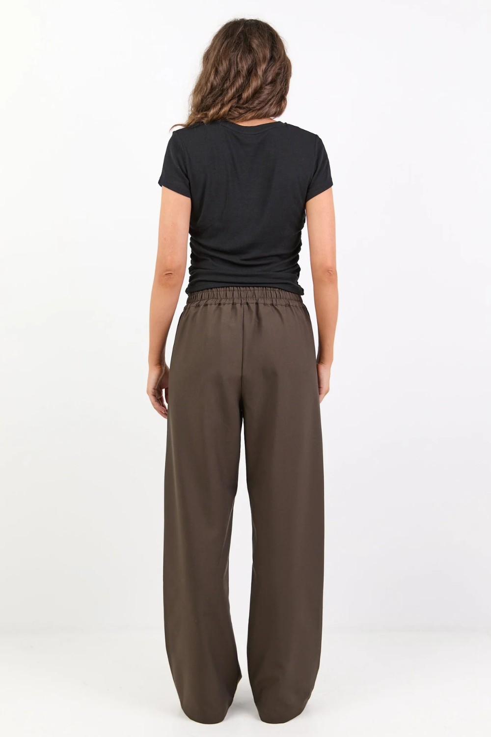 Instinctive Dark Chocolate Wide Leg Elastic Back Pants
