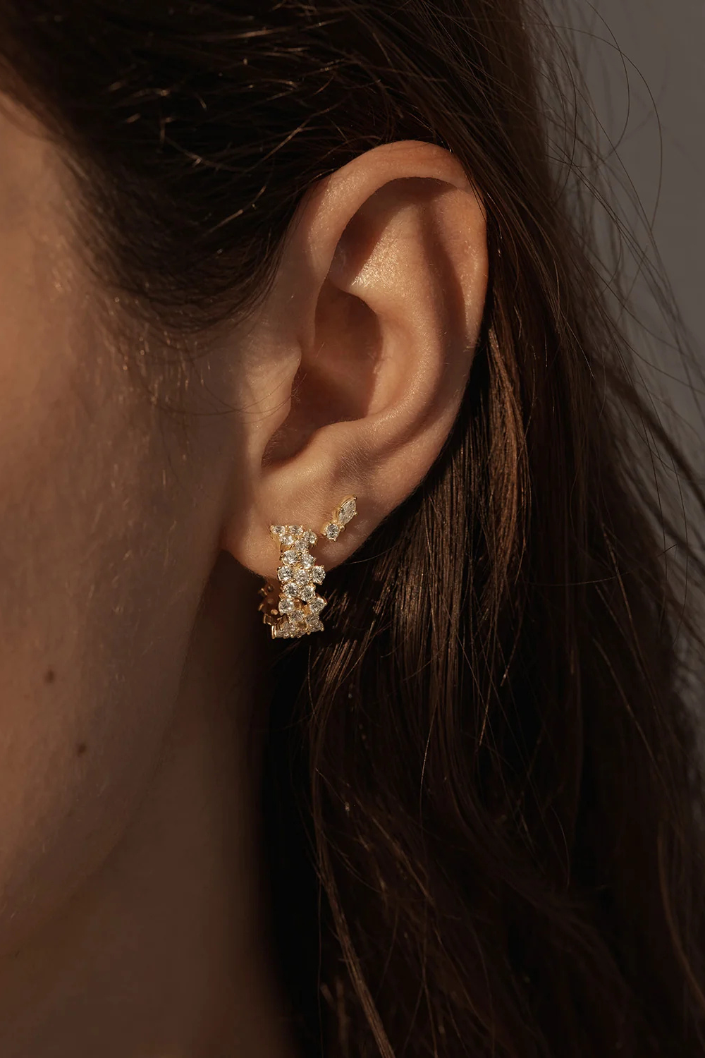 18k Gold Plated Crystal Dust Hoops