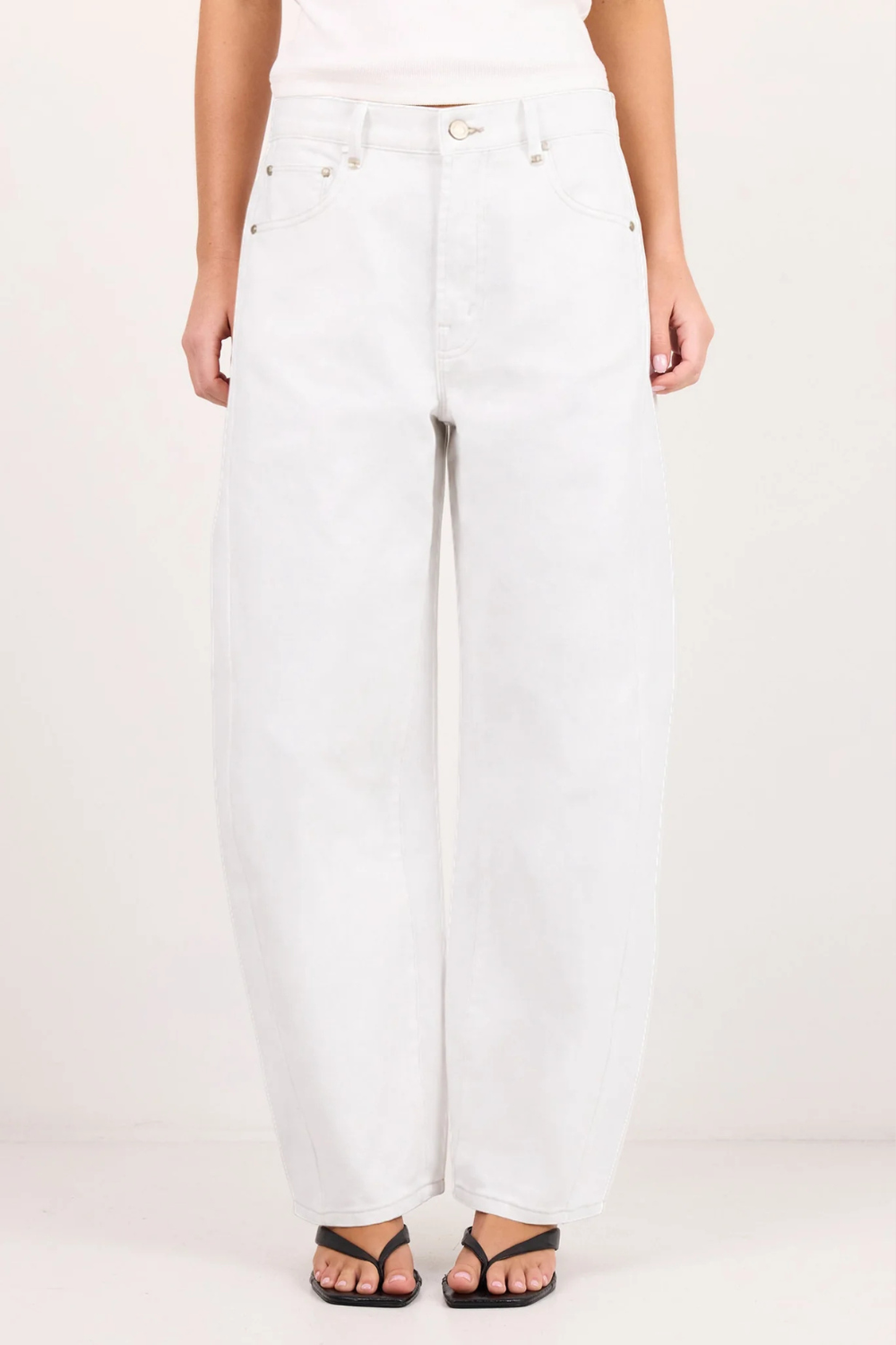 Varsity Ivory Forward Seam Barrel Jeans