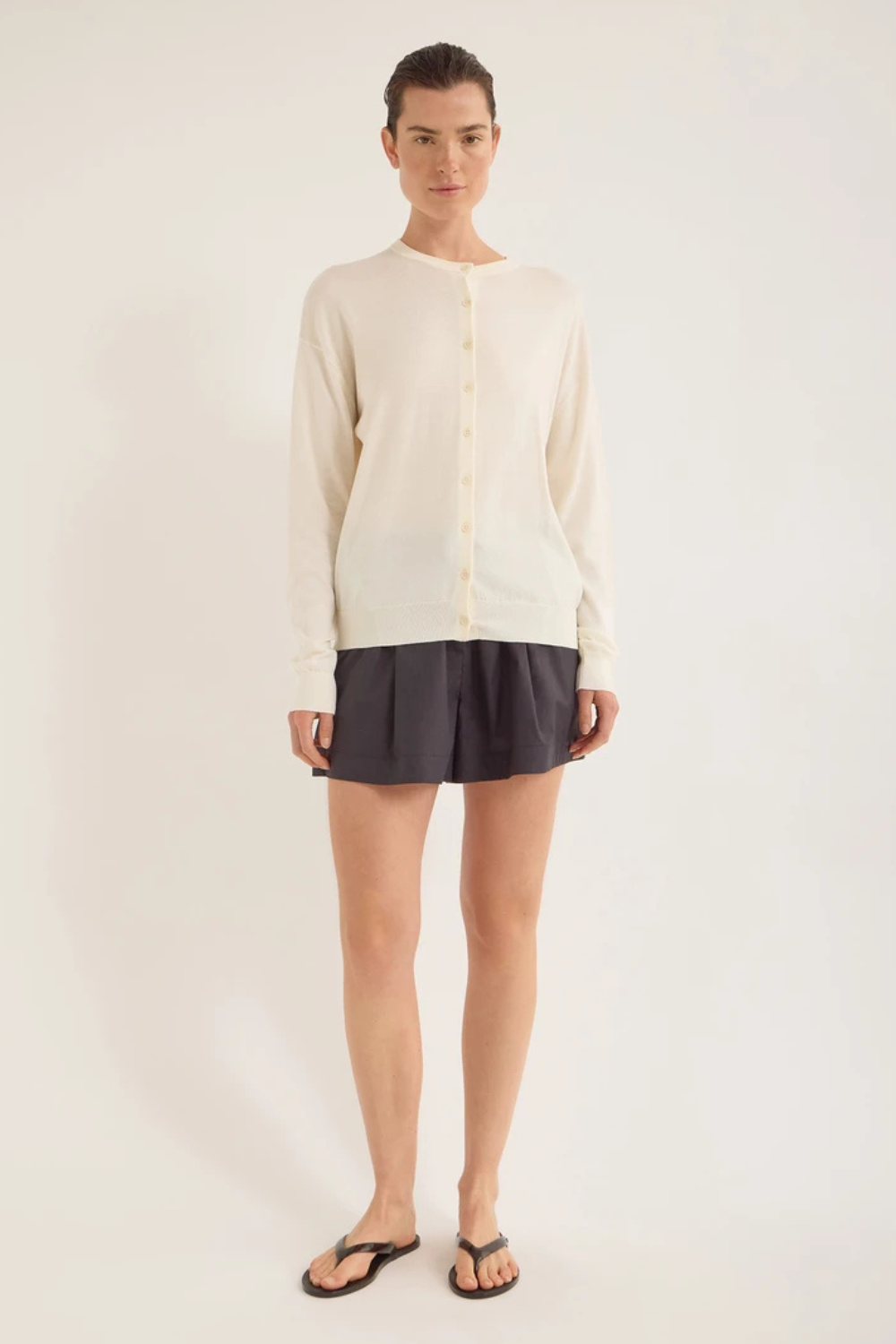 Drive Fine Cotton Cardigan | Ante White