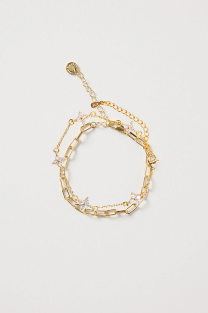 Sparkle Star Charm 14k Gold Plate Plate Bracelet 1