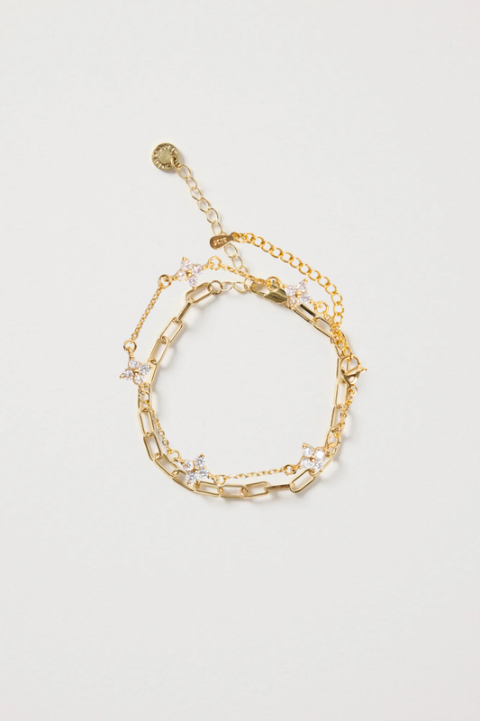 Sparkle Star Charm 14k Gold Plate Plate Bracelet 1