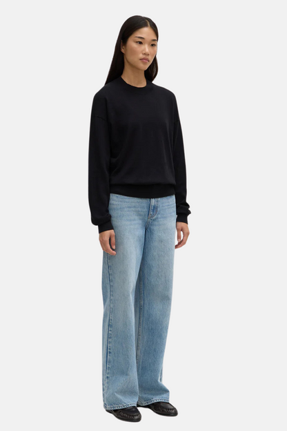 Cotton Cashmere Lounge Sweater | Black