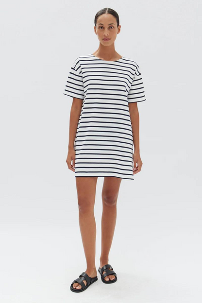 Bateau Tee Dress | True Navy Stripe