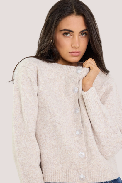 Crest Oat Marle Crewneck Cardigan