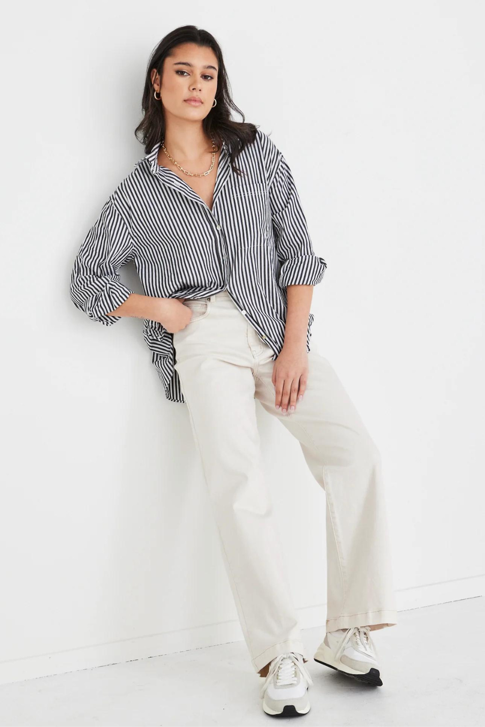 You Got This Black Stripe Poplin Oversized Shirt