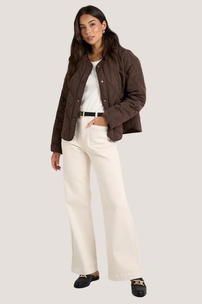 Apex Chocolate Collarless Puffer Jacket