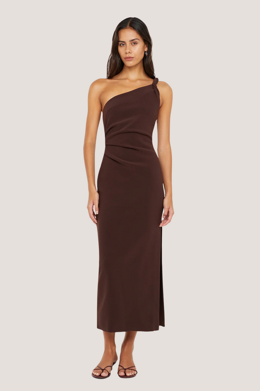 Ariven Asym Midi Dress | Dark Chocolate