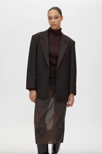 Saxony Oversized Blazer | Espresso Pindot