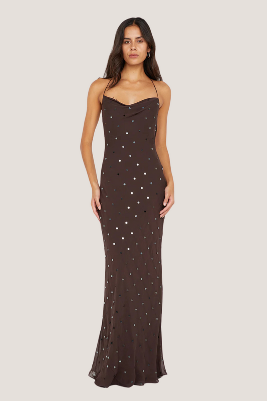 Arielle Slip Maxi Dress | Dark Chocolate